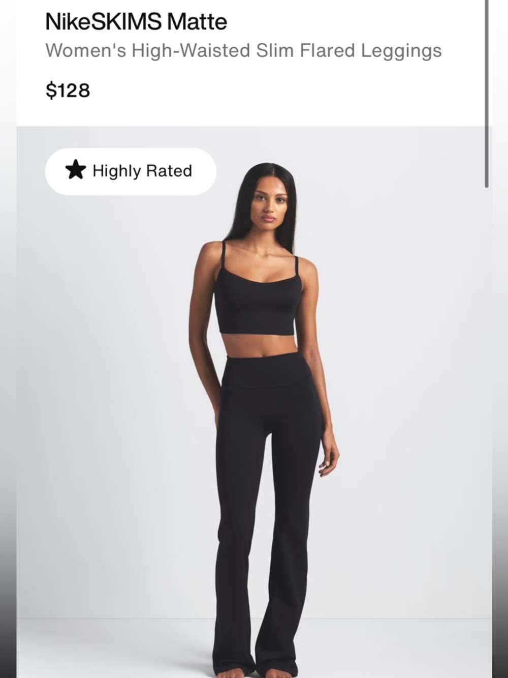 Nike SKIMS NWT Matte Women's Obsidian Slim Flared Leggings SZ XSMALL